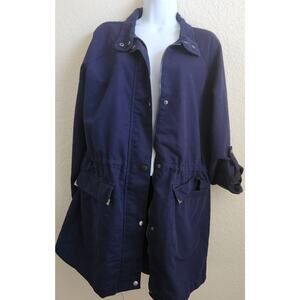 A New Day Navy Blue Lightweight Jacket XL Hip Length Zip & Button Front Pockets